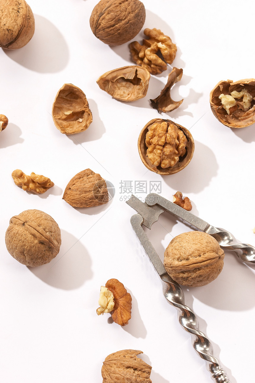 胡桃食品裂缝饼干食物水果白色工具坚果核桃核心图片