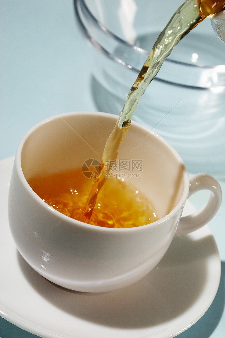 茶盘子水壶茶壶蓝色玻璃静物杯子饮料时间黑色图片