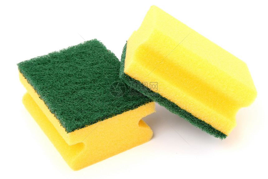 用于洗衣用具的海绵清洁工纹理柔软度绿色家务黄色洗碗机磨料打扫白色图片