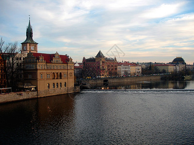 布拉格在圣查尔斯桥的景象背景图片