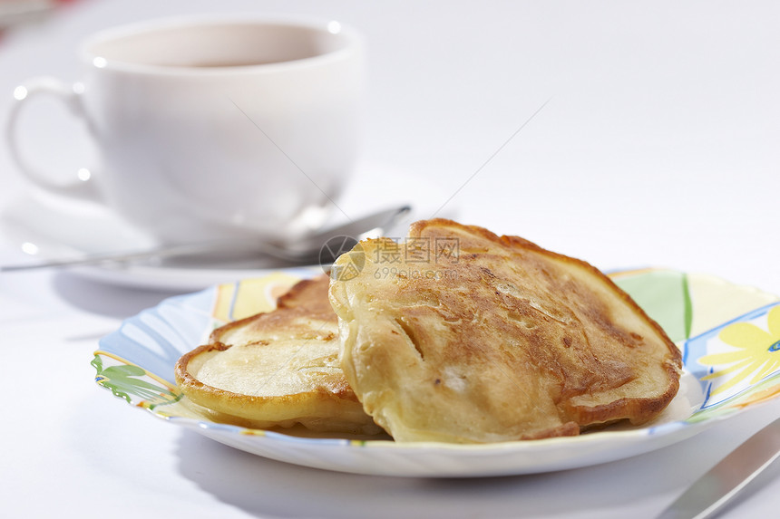 早餐耳光咖啡盘子白色杯子食物静物宏观美味蛋糕图片