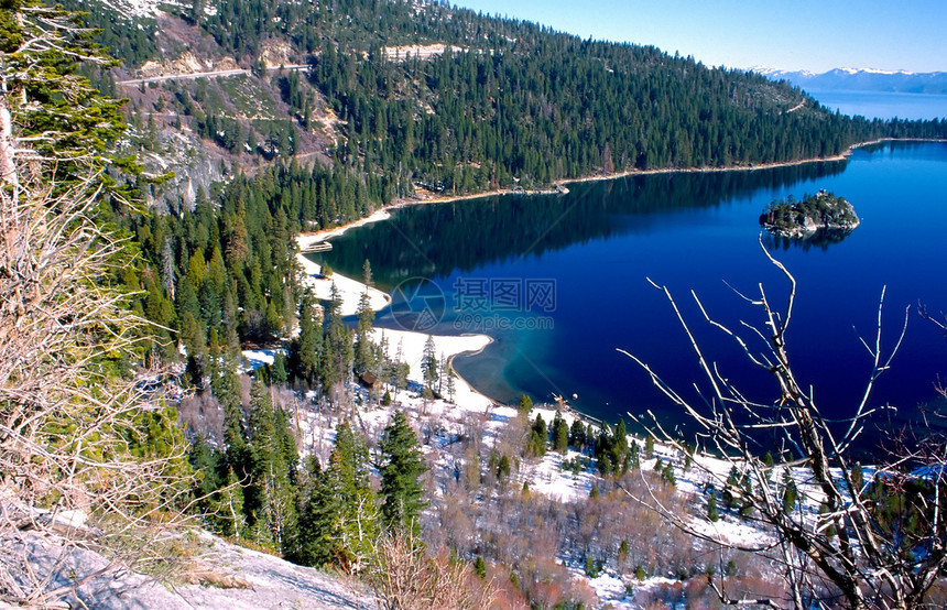 塔霍湖游客全景滑雪娱乐公园旅行瀑布景点淡水度假村图片