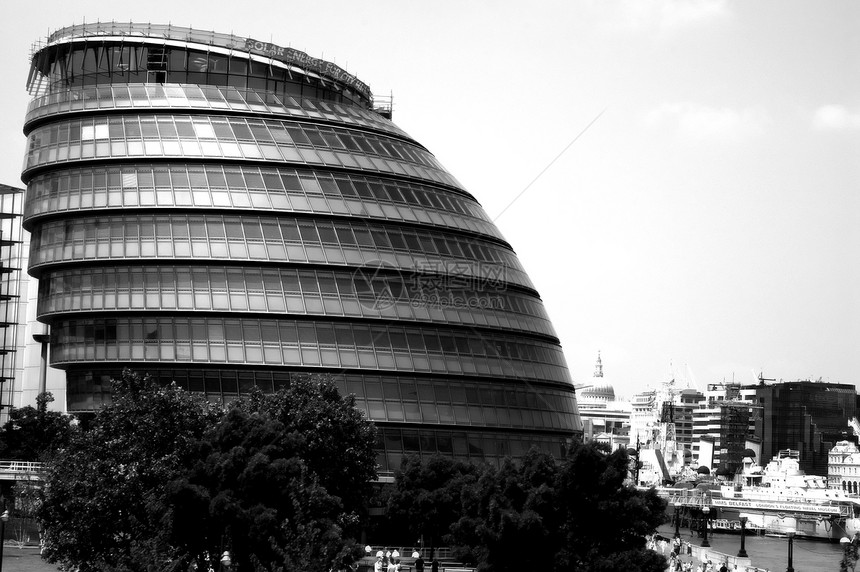 伦敦市政厅商业建筑学摄影办公楼黑与白市政外观建筑水平图片