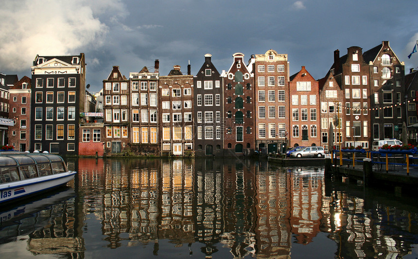 阿姆斯特丹旅行特丹建筑学反思旅游运河城市房屋风景图片