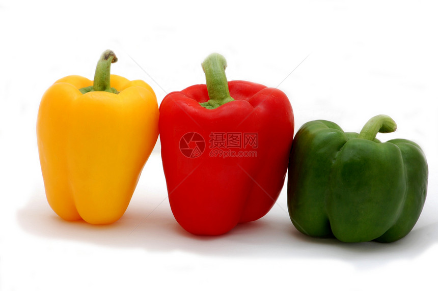 3个胡椒食物营养蔬菜白色香料健康红色图片