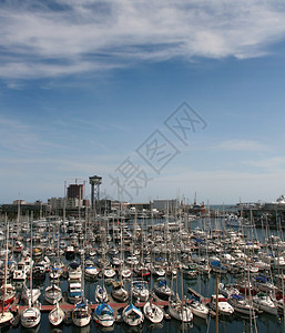 巴塞罗纳港旅游海洋城市国家游艇村庄港口运输海岸旅行背景图片