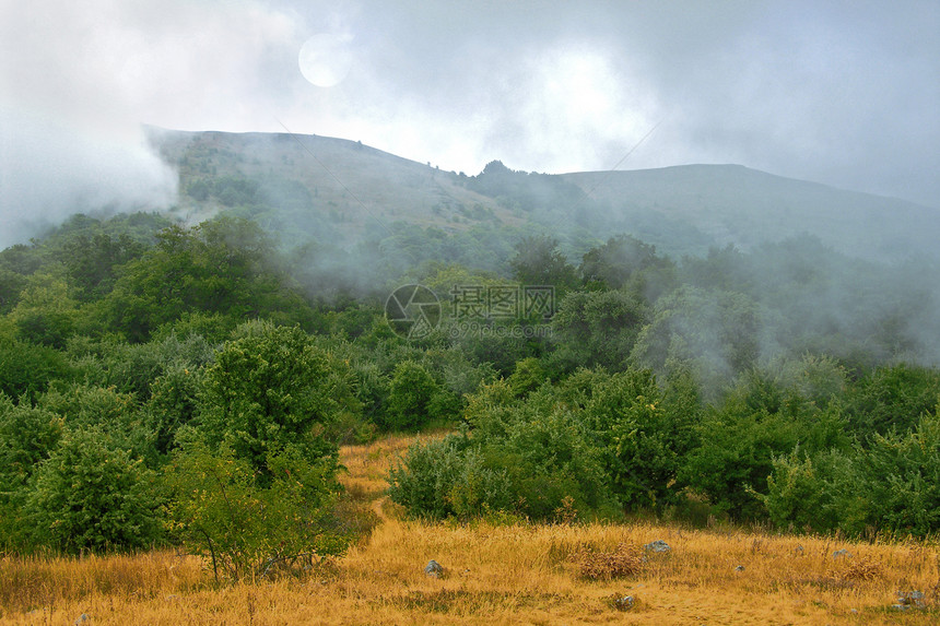 山中云彩戏剧性石头情绪生活时间悲伤森林场景天气树木图片