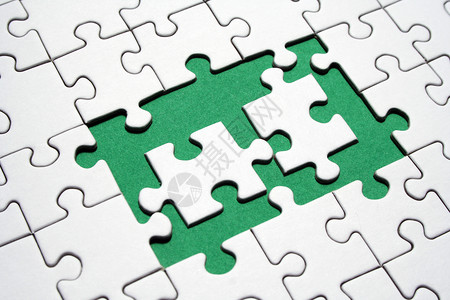 拼锯设计链接网络解决方案玩具白色绿色概念商业背景图片