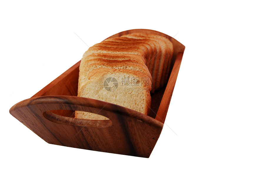 木碗面包片熟食拓荒者美食糕点早餐小吃脆皮金子饮食棕色图片