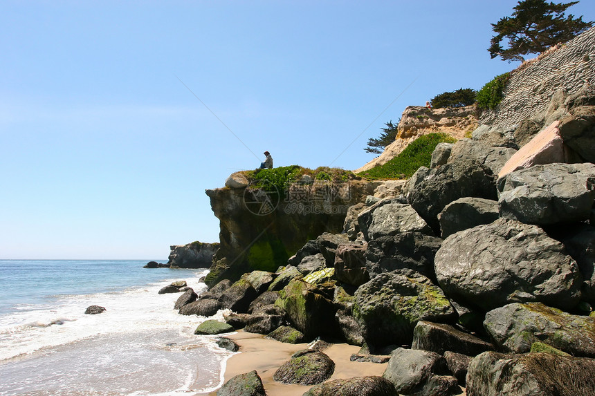 圣克鲁斯建筑海洋日落城市岩石环境海岸滚筒地标公园图片