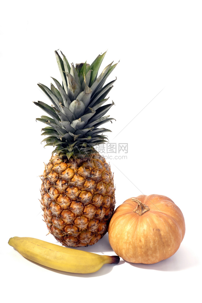 水果果早餐黄色菠萝水果服务棕色食物香蕉红色营养图片