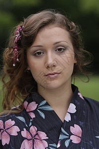 女孩肖像 Yukata节 日本广岛浴衣节日和服背景图片