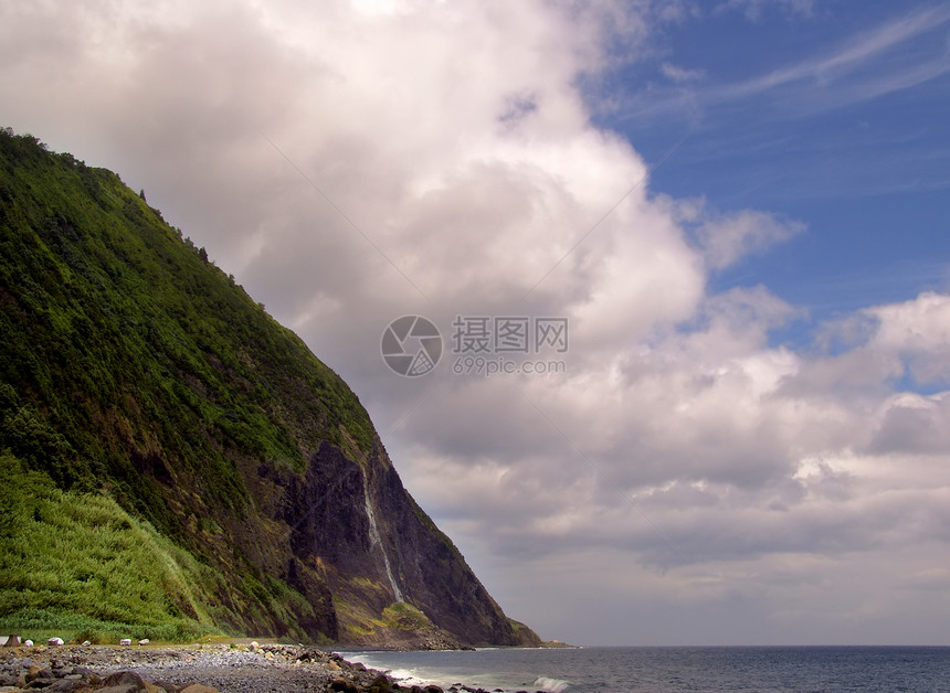 沿海海岸爬坡植物悬崖风景荒野国家顶峰公园远足蓝色图片
