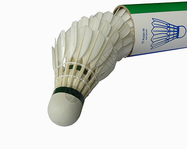 羽毛球穿梭孔雀羽毛盒子运动比赛白色软木背景图片