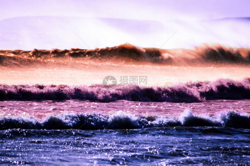 彩虹波海岸线潮汐海洋蓝色冲浪彩虹支撑海岸海滩泡沫图片