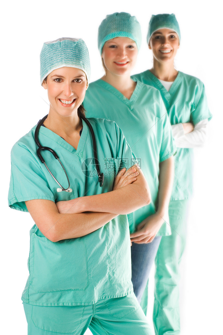 护士卫生职业工作学生诊所女性快乐微笑医生伙伴图片