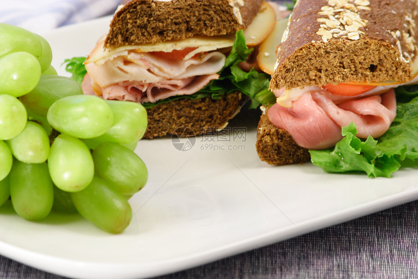 完美的三明治营养沙拉拓荒者食物餐厅午餐火腿牛肉火鸡餐饮图片