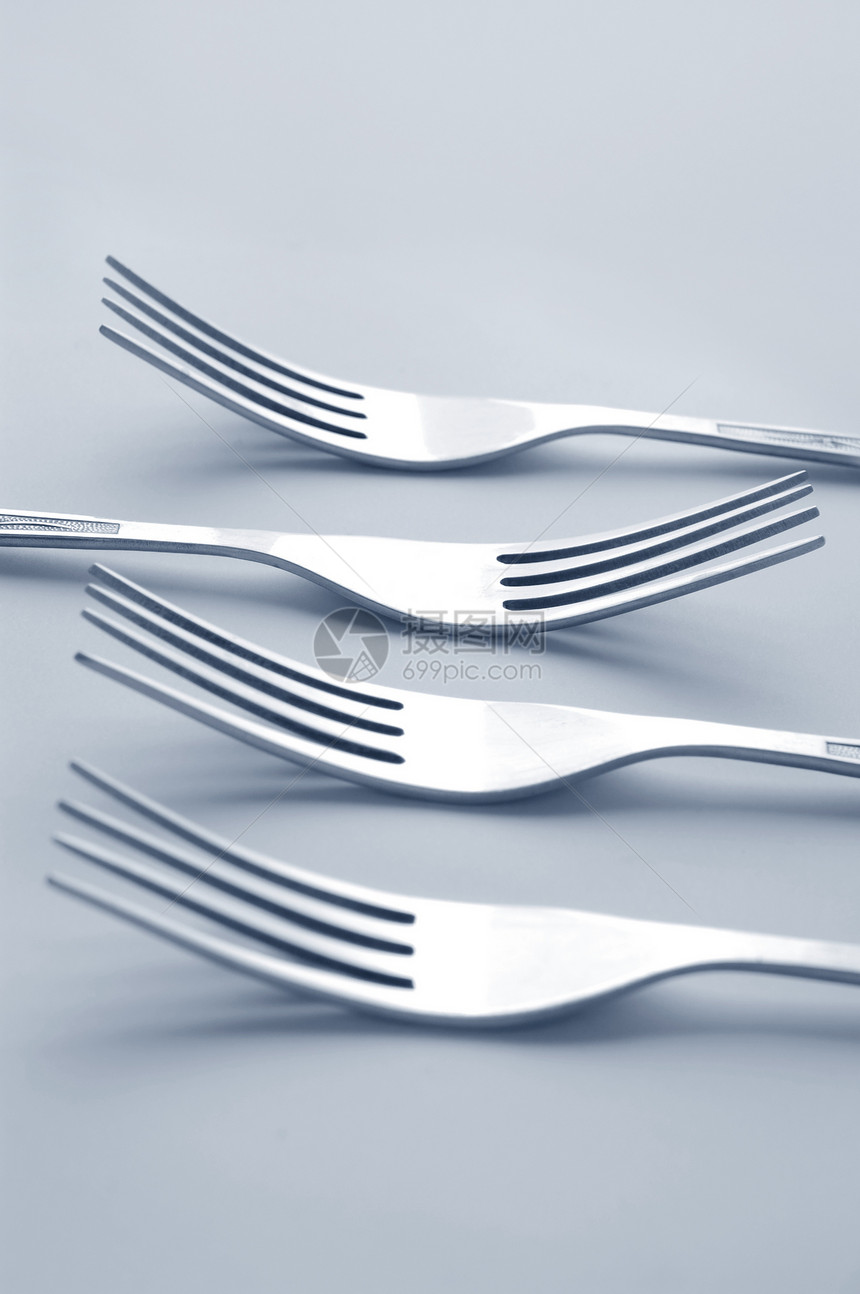 叉餐厅晚餐服务用具厨房金属宏观曲线图片
