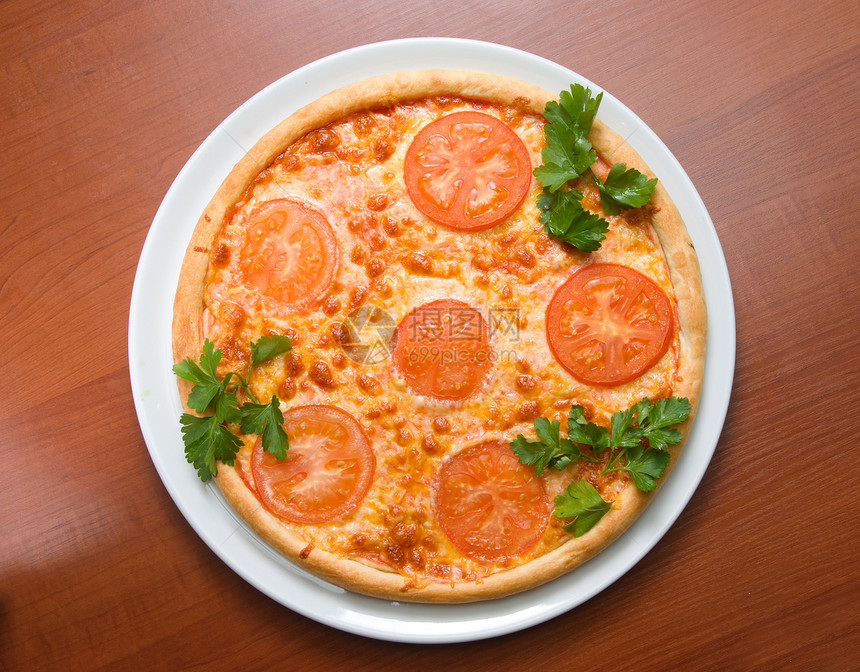 孤立的西番茄比萨午餐美食育肥小吃用餐洋葱饮食脆皮面团食物图片