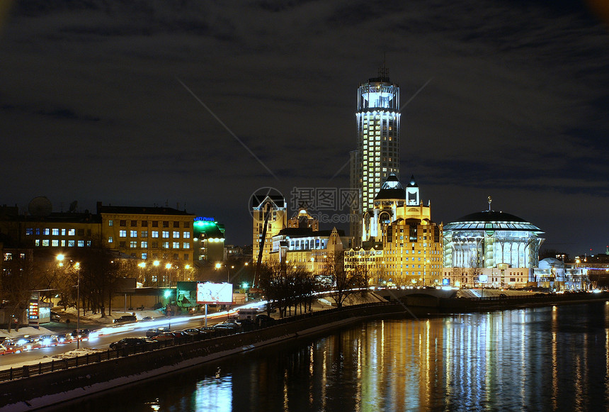 莫斯科之夜建筑物建筑夜码头图片