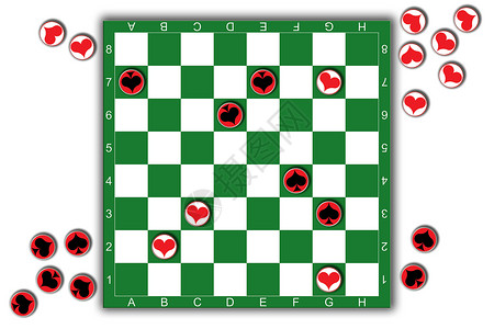 跳格器运动棋盘红色正方形跳棋想像力黑色插图白色背景图片