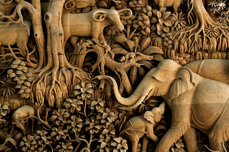 泰国木材雕刻背景图片