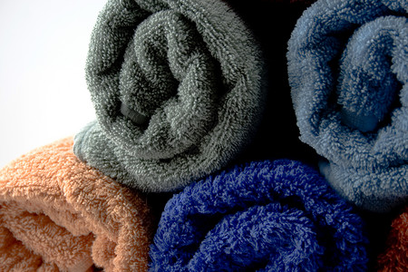 彩色毛巾纺织品浴室洗涤团体桑拿打扫棉布背景图片