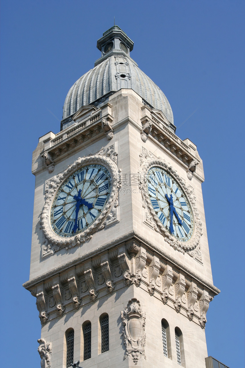 巴黎时钟建筑学火车站交通时间数字小时钟楼图片