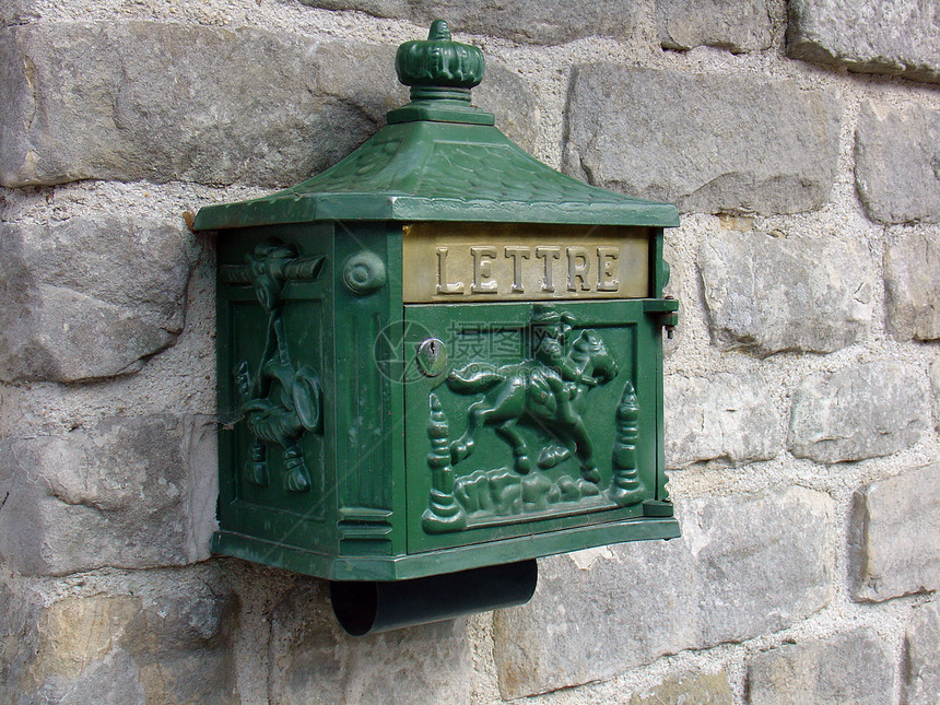 古董信箱邮局石头绿色金属邮件邮递员时间地址蜗牛邮政图片