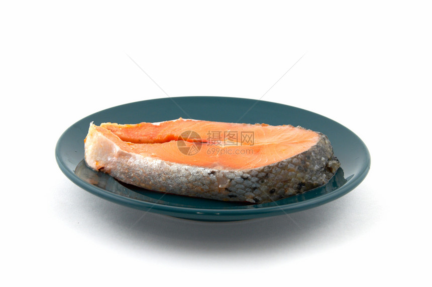 新鲜未煮熟红色鳟鱼美食牛扒午餐海鲜图片