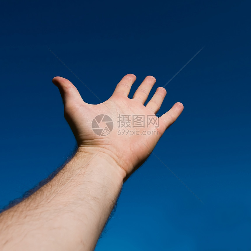 开阔的棕榈安全活力拇指协议旅行手臂肌肉蓝色生活手指图片