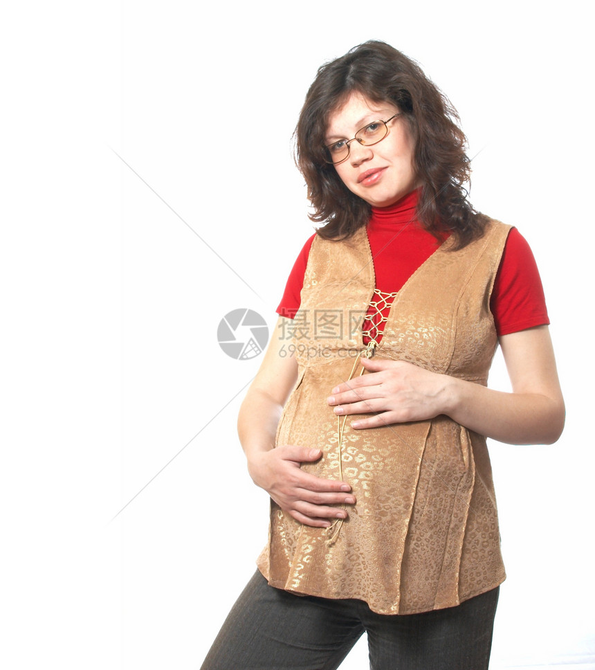 孕妇白色父母家庭女性女士母亲腹部生活幸福身体图片