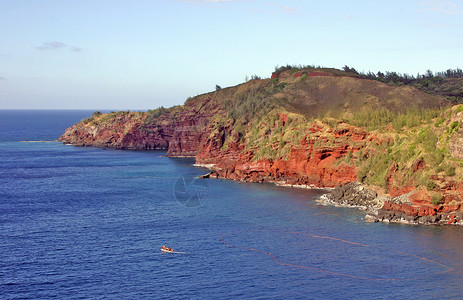海纳尔迪亚Maui 红色克里夫和水背景