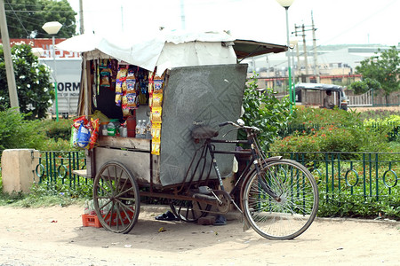 新德里自行车店     印度背景图片