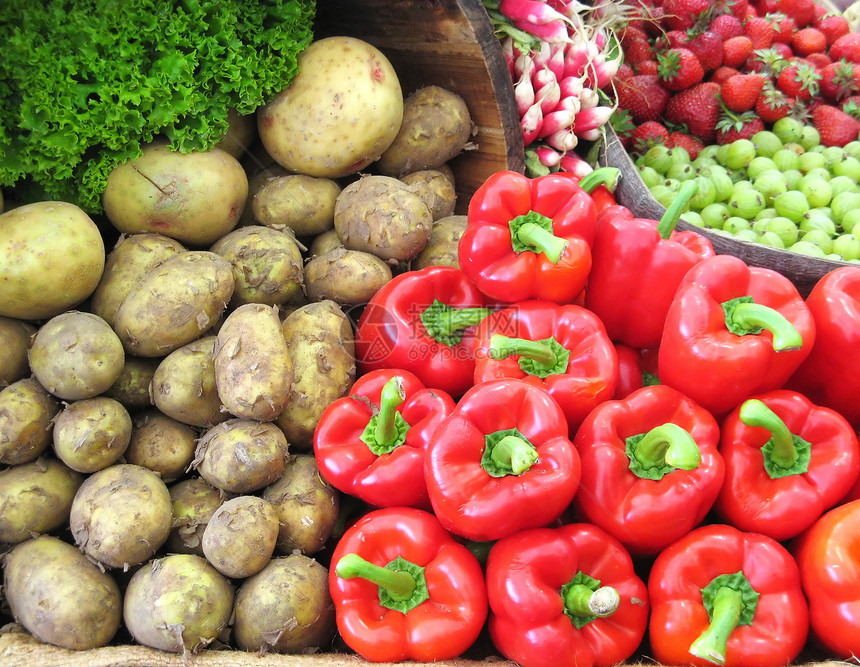 蔬菜油炸沙拉收成烘烤芯片生活方式植物店铺胡椒农场图片