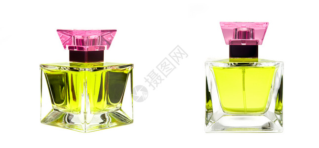 香料瓶子对象玻璃粉色紫色液体背光喷雾器香薰香水高清图片
