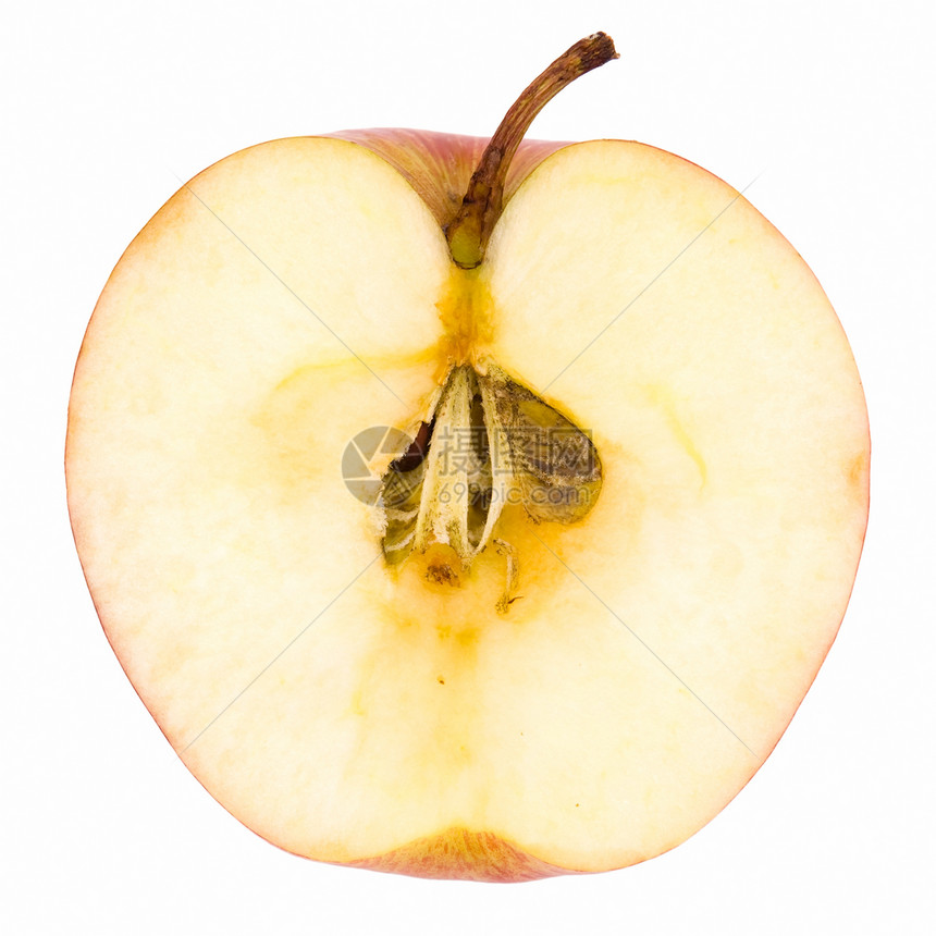 半苹果白色食物小吃水果红色宏观饮食奶奶节食活力图片