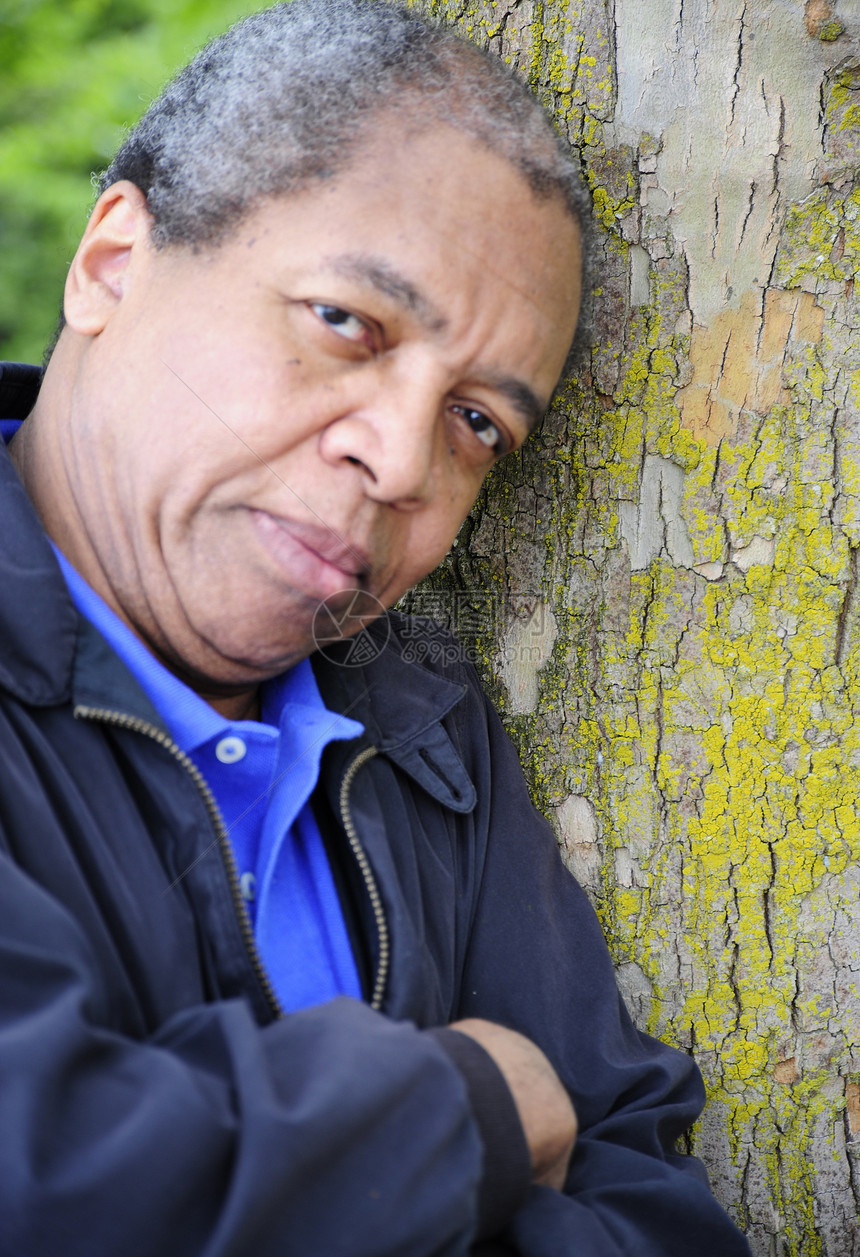 非裔美国人男性黑色森林树木图片