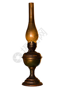 旧煤油灯燃料蜡烛器具灯光夹子古董金属火焰化石隔断背景图片