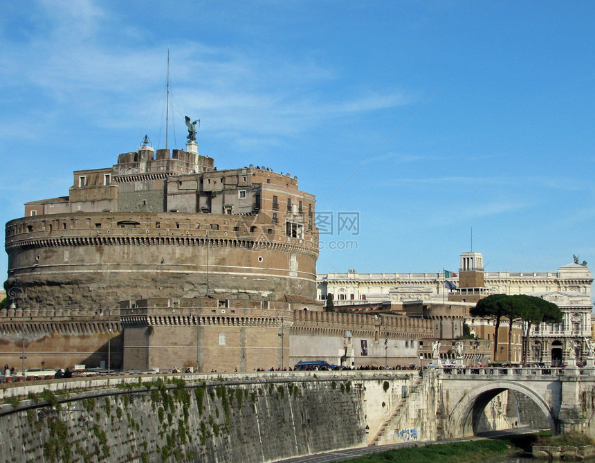 圣安热罗罗马城堡博物馆圆形地标建筑教皇砖块石头堡垒纪念碑图片