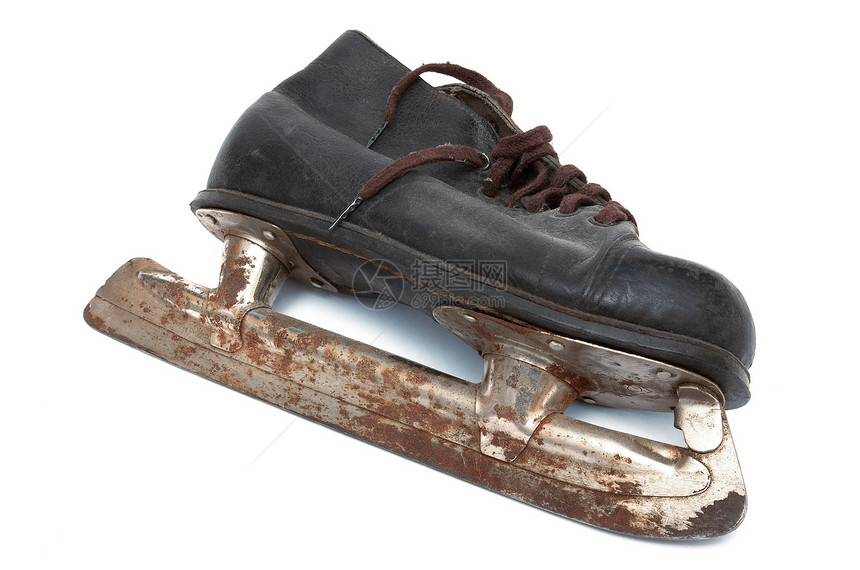 旧溜冰鞋玩家脚趾曲棍球游戏白色溜冰场孩子刀片鞋带剃刀图片