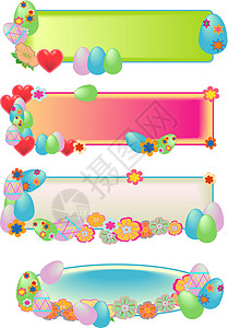 复活蛋标签插图花朵旗帜展示标题派对邀请函礼物空白背景图片