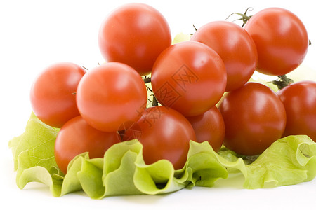 白上孤立的番茄红色生活方式沙拉食物蔬菜绿色健康饮食背景图片