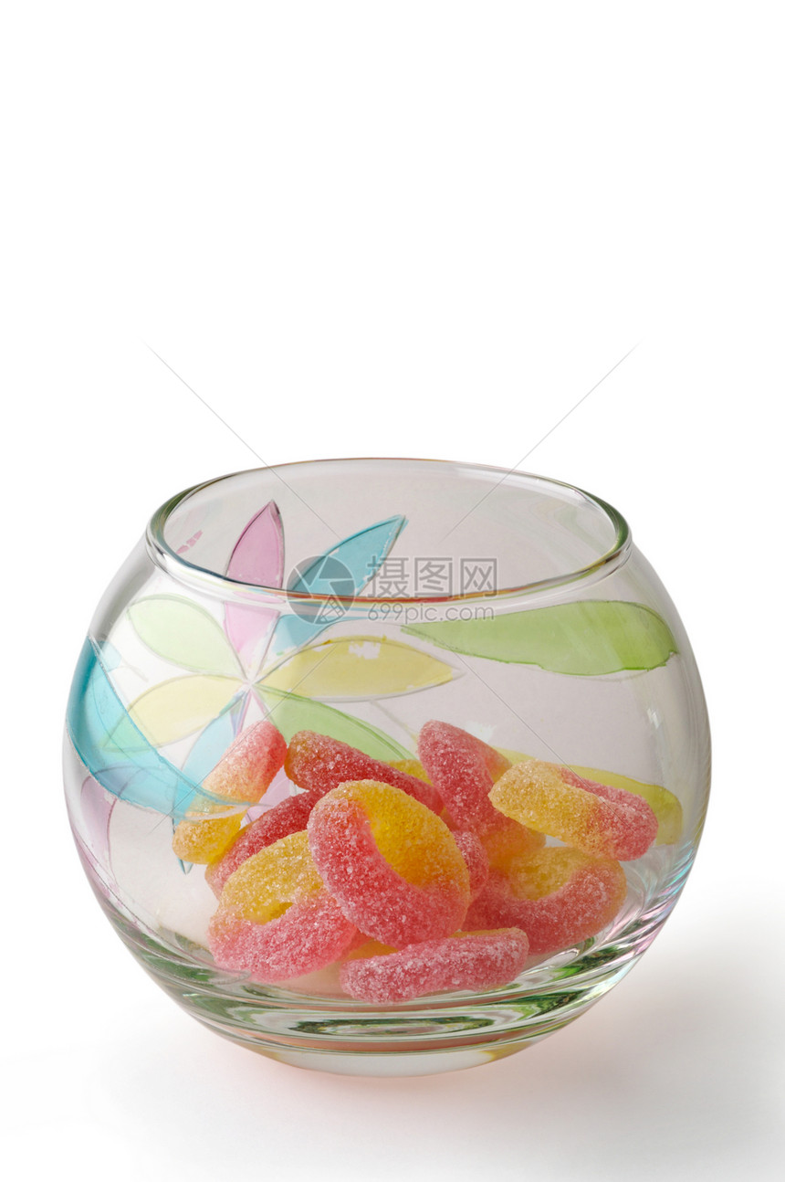 玻璃碗加剪切路径垂直的糖果图片