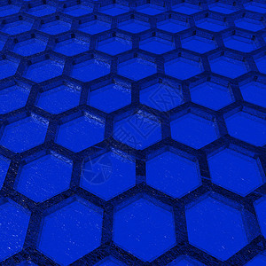 蓝蜂窝图表平面六边形玻璃蓝色图案插图背景图片