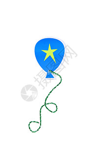 蓝色气球白色飞行星星庆典生日通货膨胀派对细绳背景图片
