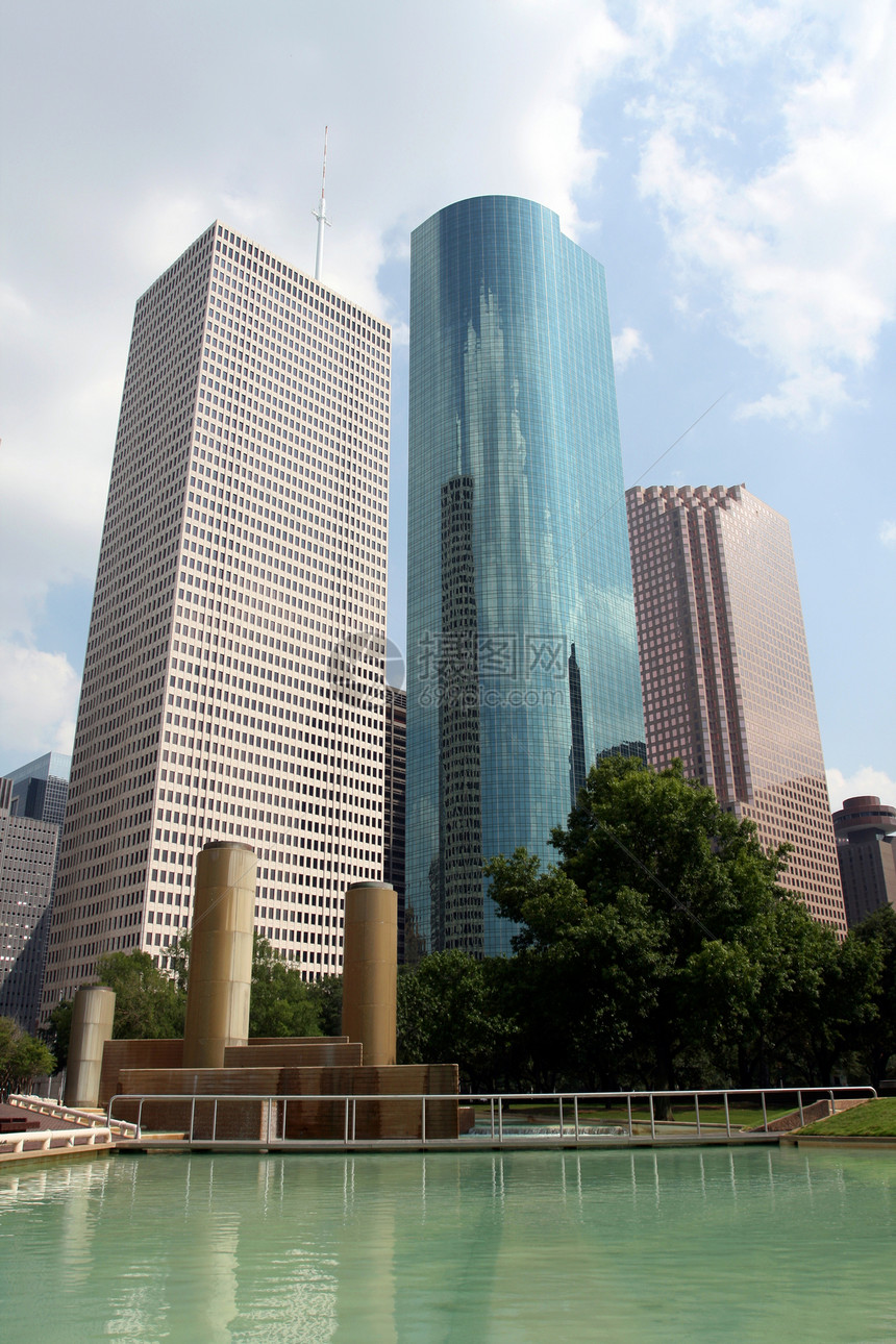 下城休斯顿德克萨斯州摩天大楼市中心中心高楼景观玻璃金融建筑物城市商业图片