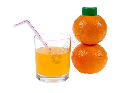橙色玻璃水果果汁软木橘子金字塔稻草圆形背景图片