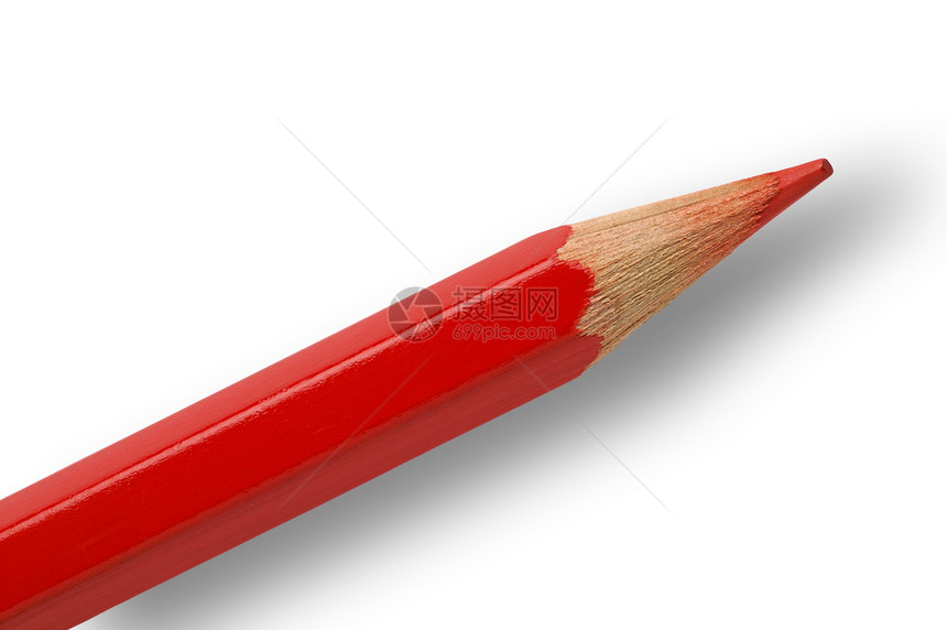 红色铅笔 带剪切路径的红铅笔特写图片