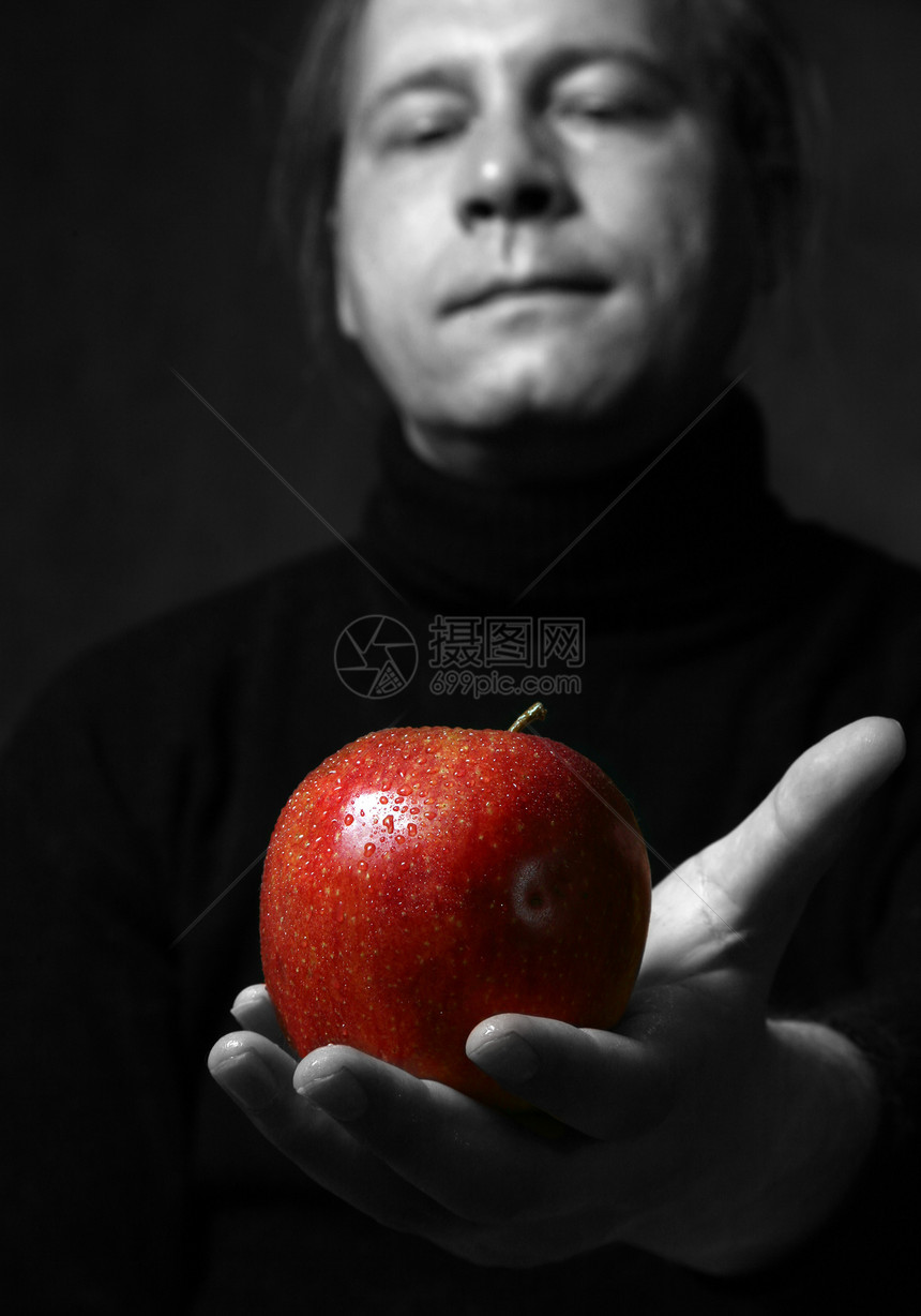 湿苹果饮食食品保健奶奶小吃红色雨滴男人维生素卫生图片